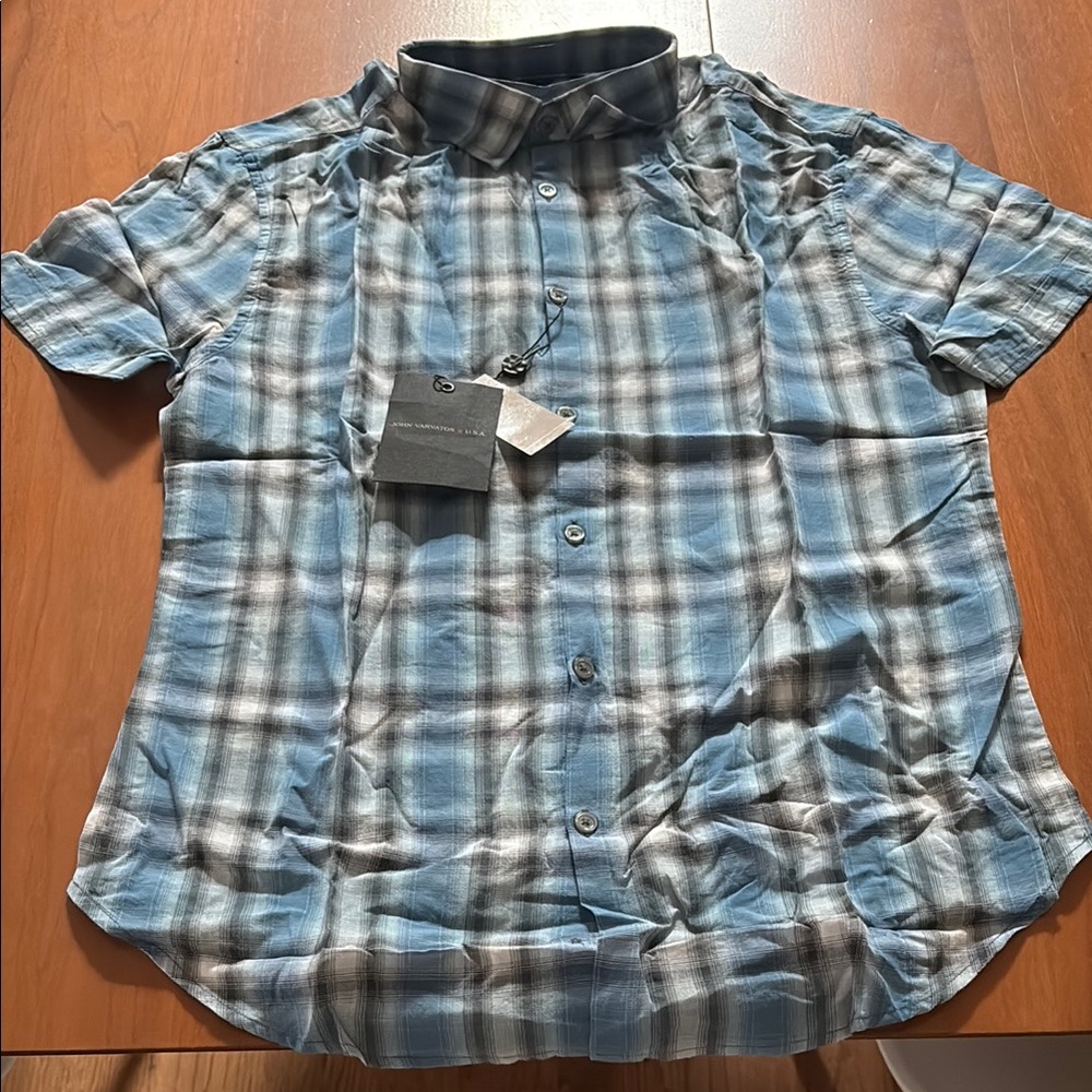 NWT John Varvatos Blue Plaid Shirt